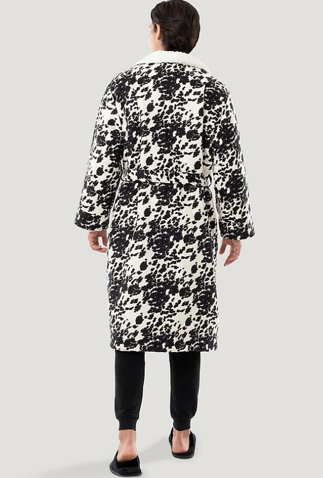 Flannel Sherpa Robe in Cow Print