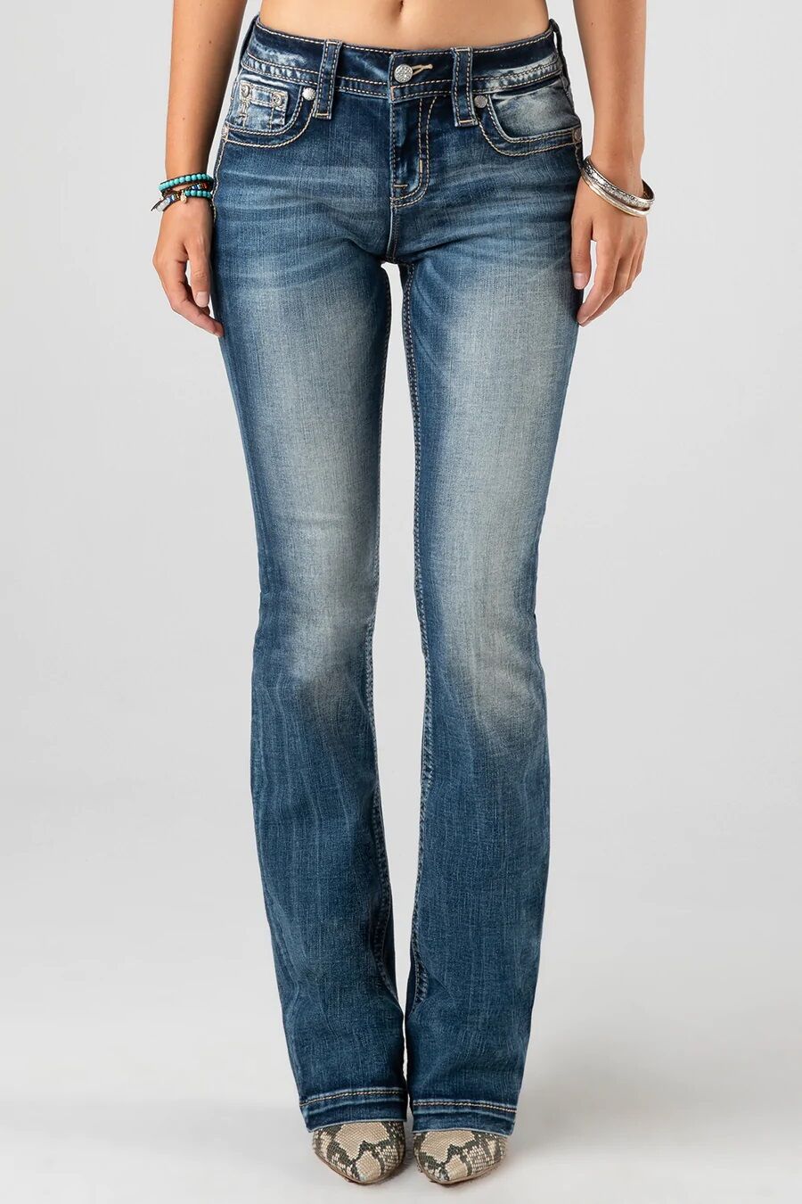 Miss Me Women's Floral Dreamcatcher Bootcut Jeans