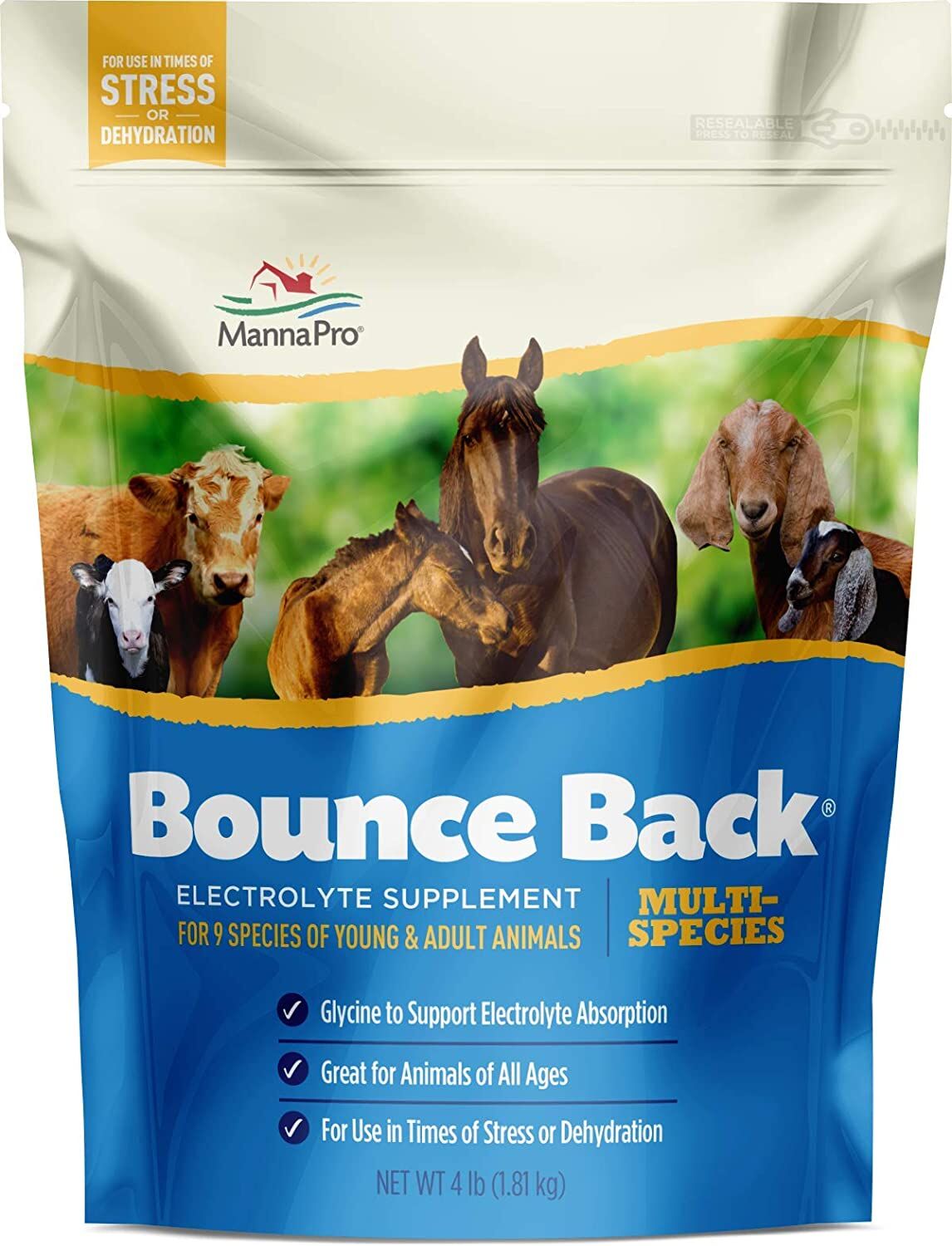 Manna Pro Bounce Back Multi Species Electrolyte Supplement, 4-Lb Bag