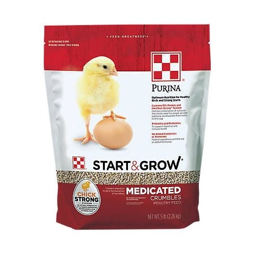 Purina Start & Grow Medicated Feed Crumbles, 5-lb Bag