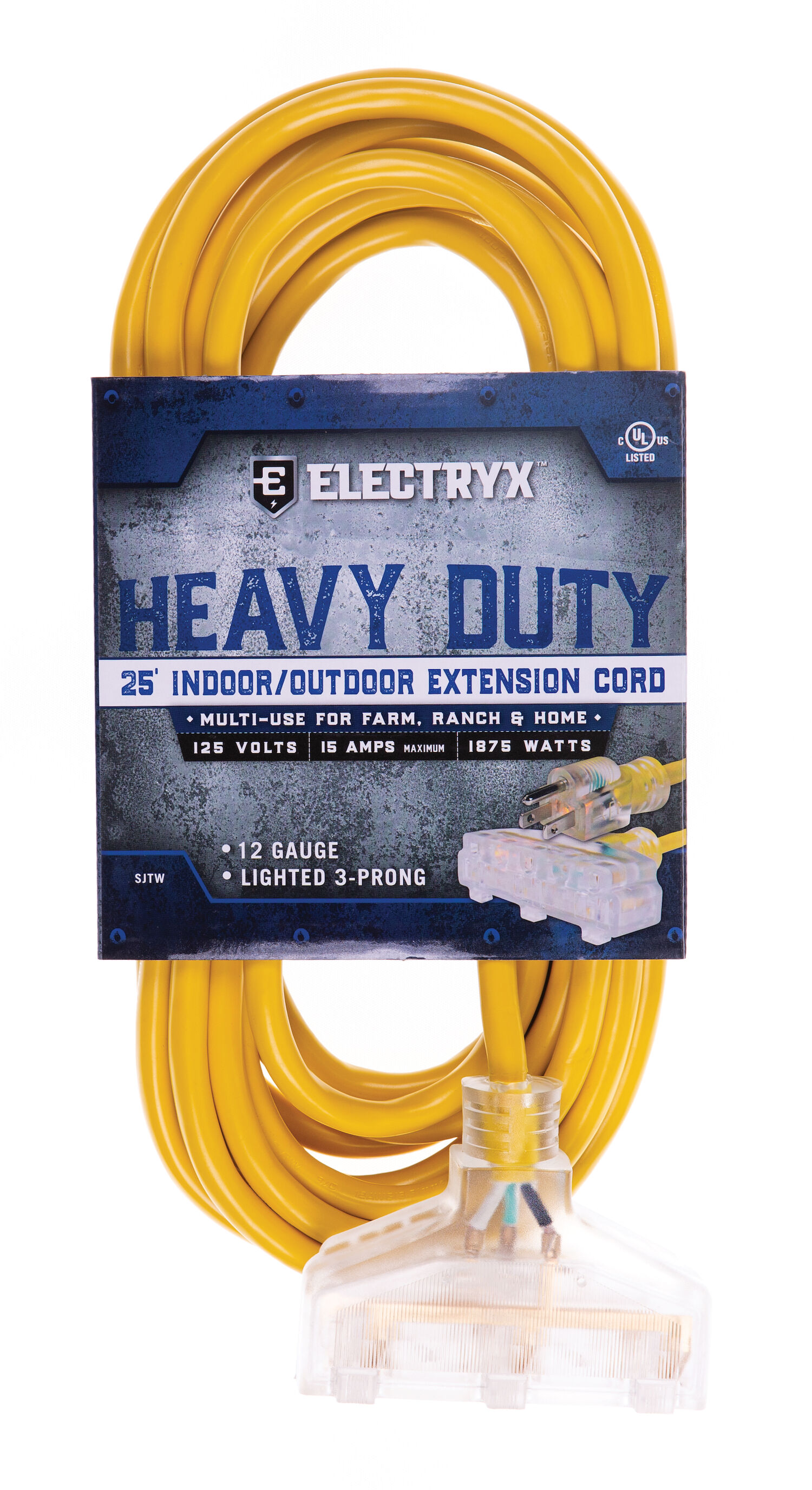 25-Ft 12-Ga Heavy Duty Triple Tap Extension Cord