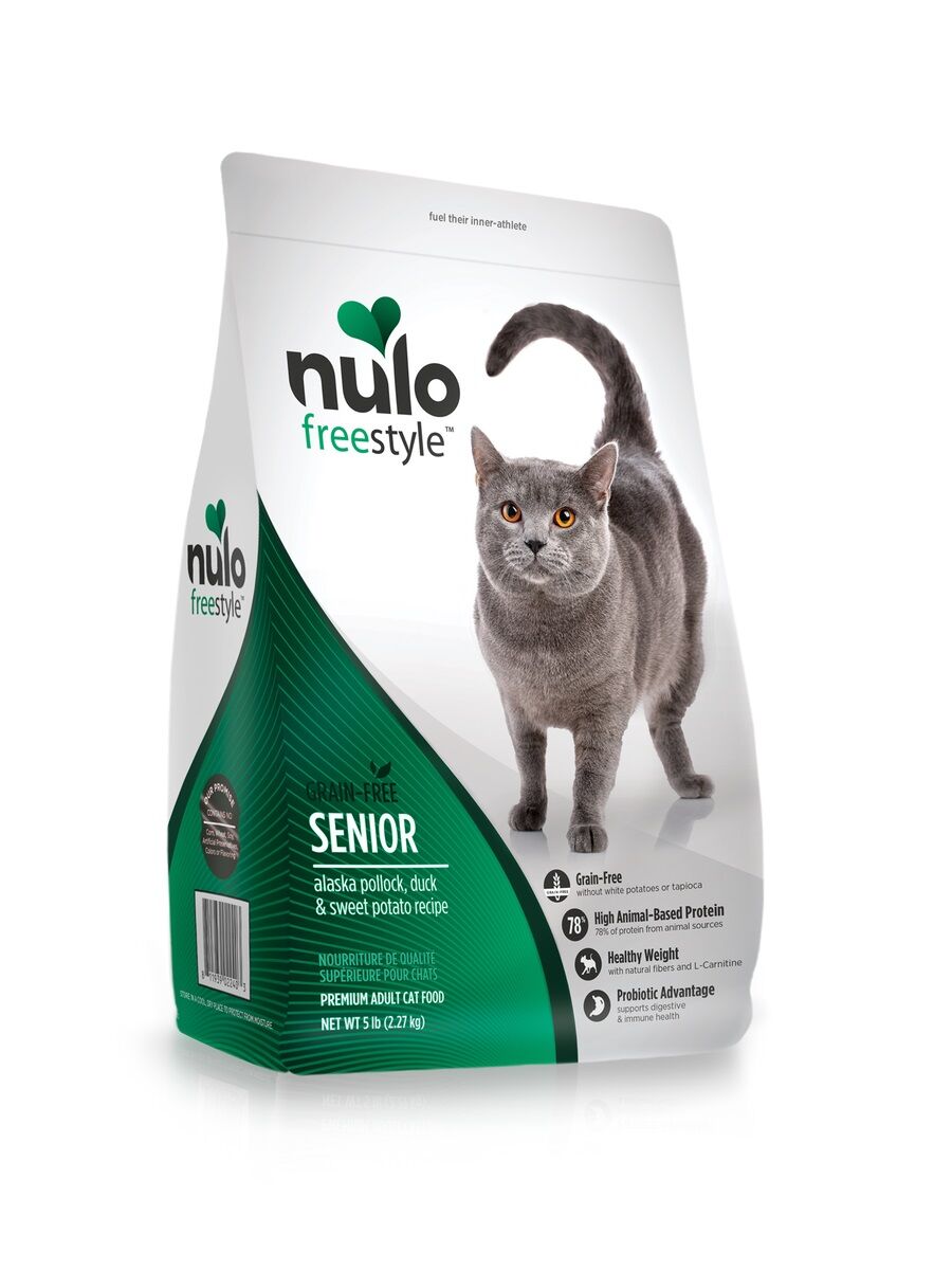 Nulo FreeStyle Senior Cat Alaska Pollock, Duck, & Sweet Potato Dry Food, 5-Lb Bag