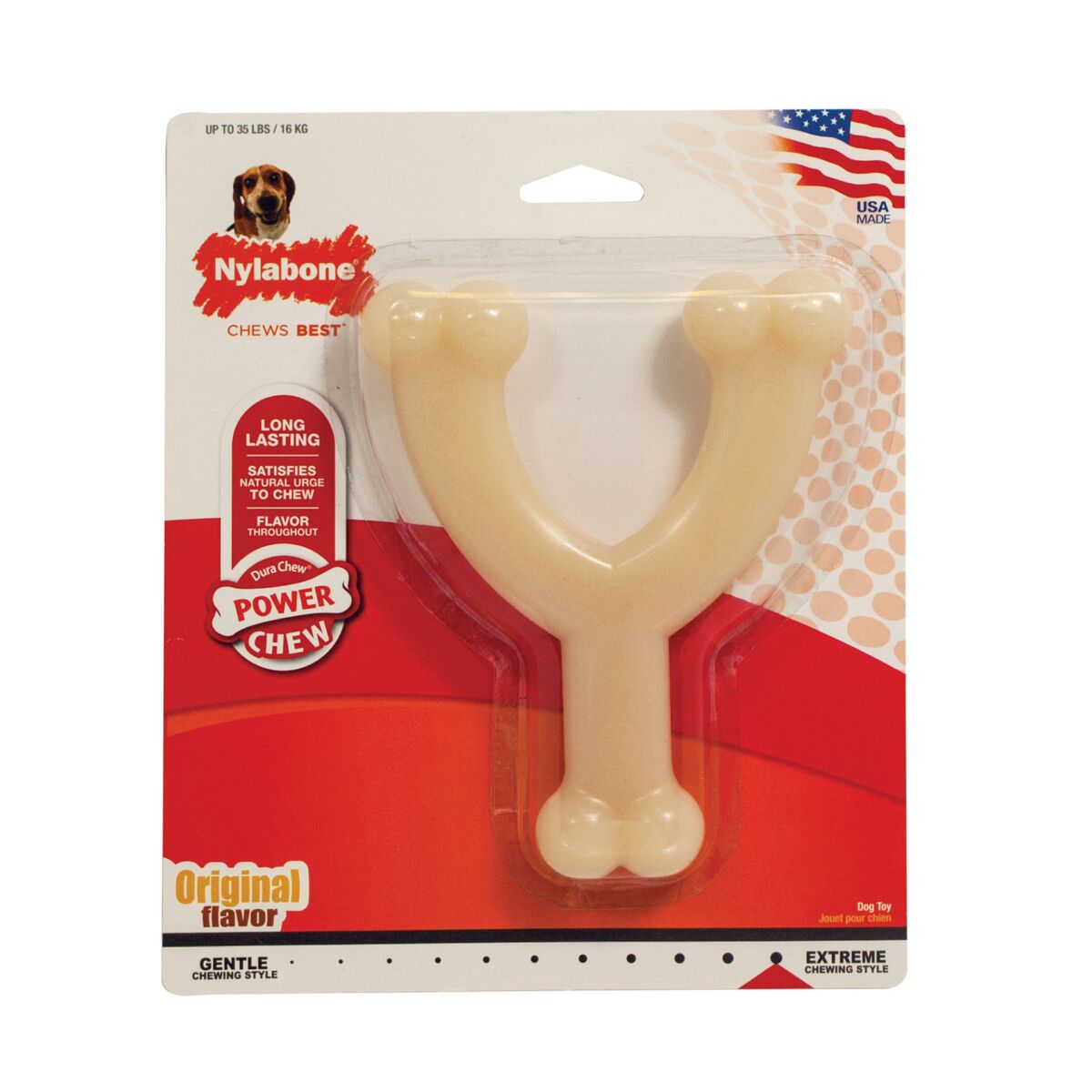 Nylabone Power Chew Wishbone Original Flavor Dog Toy, Medium