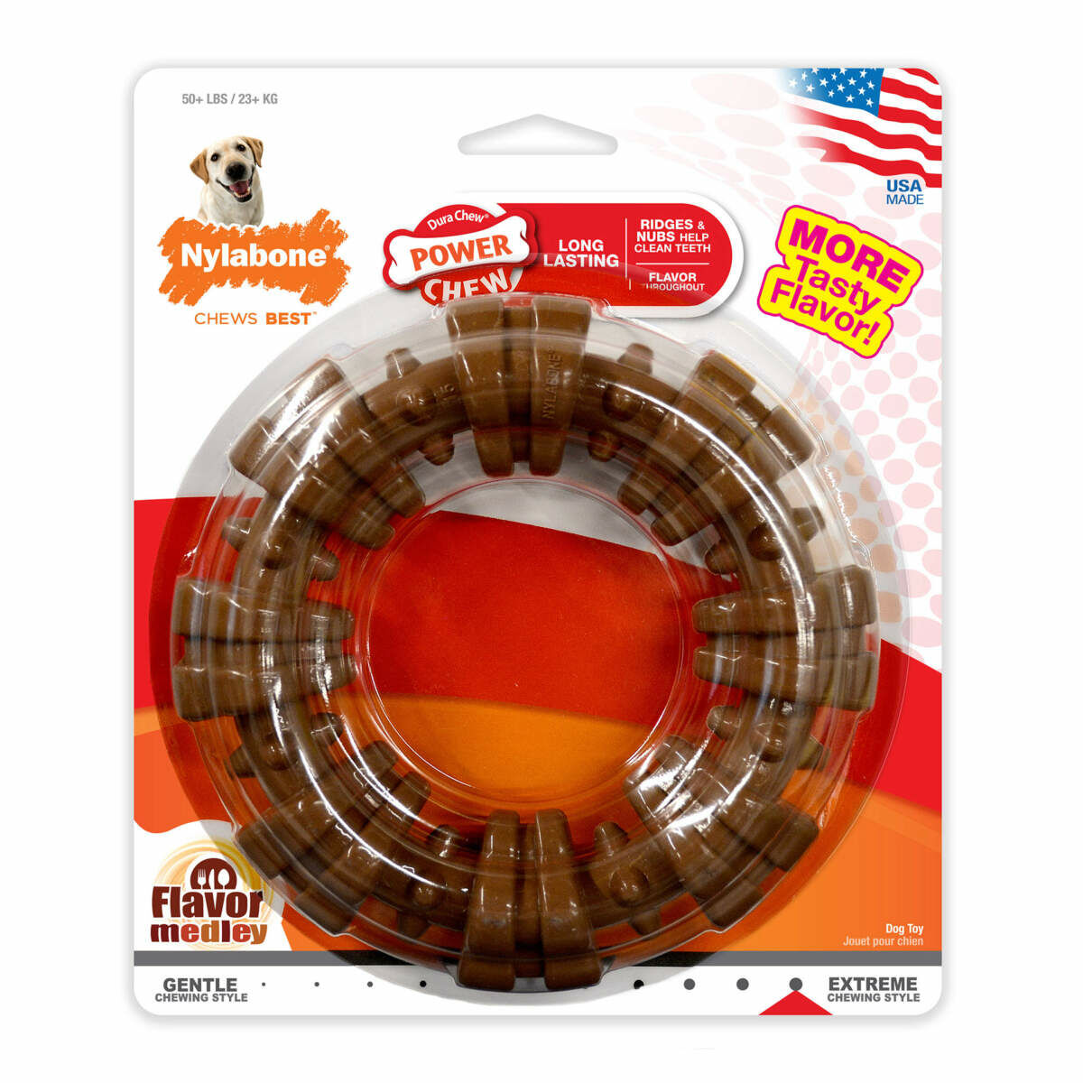 Nylabone Power Chew Textured Ring Flavor Medley Dog Toy, X Large