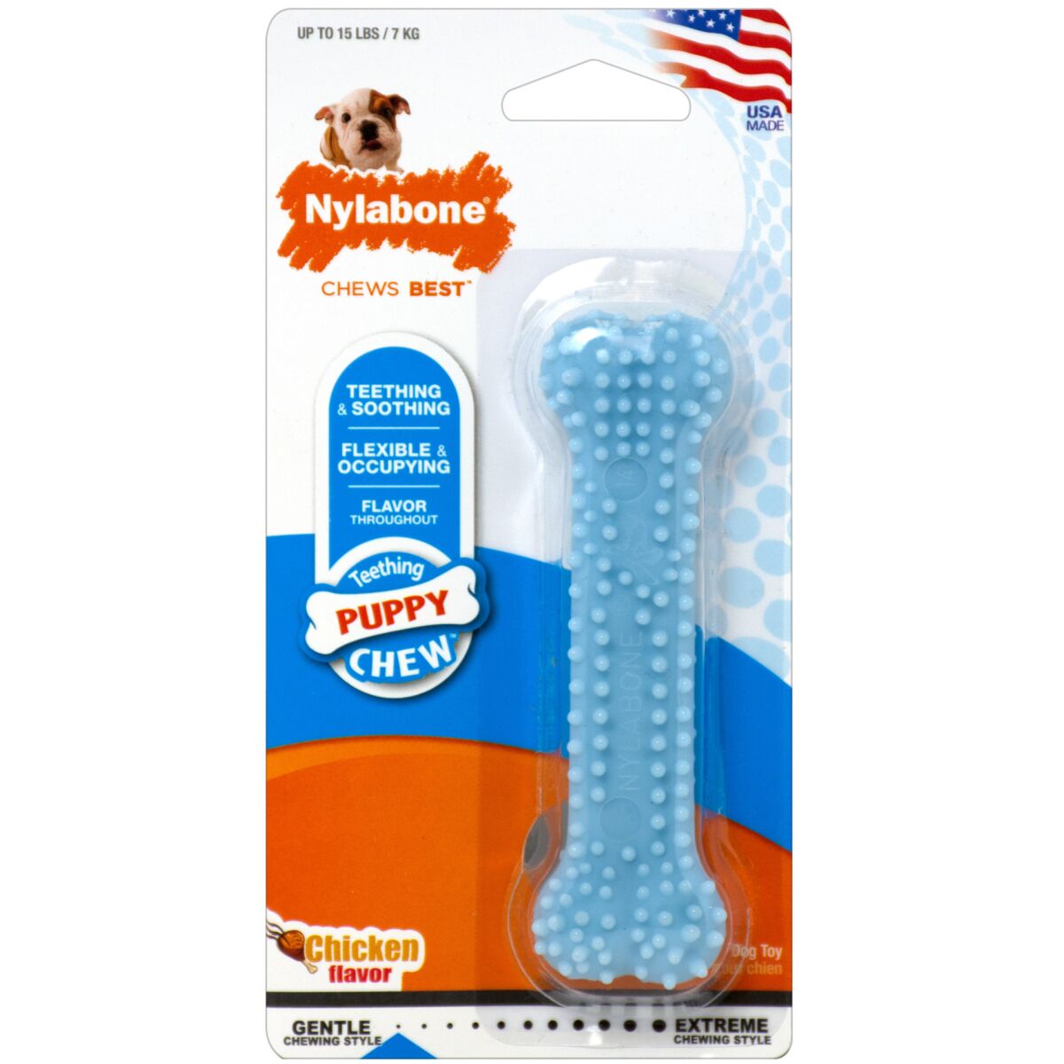 Nylabone Teething & Soothing Chicken Flavor Flexible Puppy Toy, Extra Small