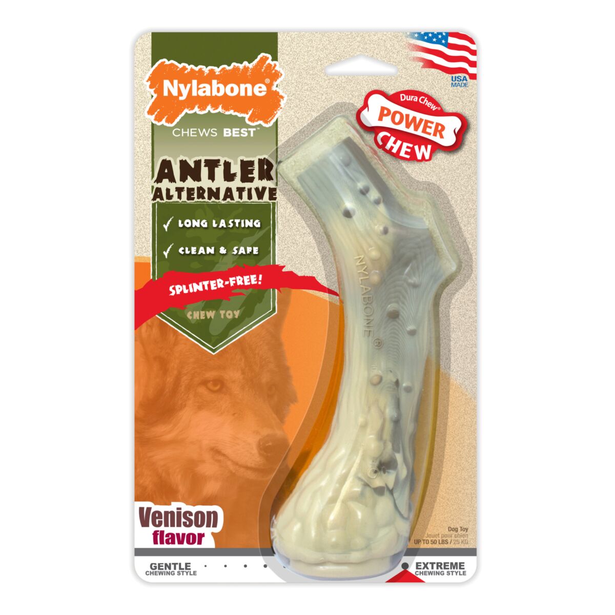 Nylabone Power Chew Antler Alternative Chew Dog Toy, Large