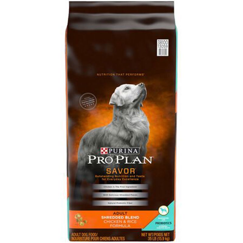 Purina Pro Plan SAVOR Shredded Blend Chicken Rice Formula Adult Dry Dog Food 35 Lb Bag Dog Food Purina Pet Care CAL Ranch