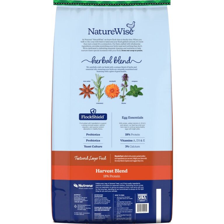 Nutrena NatureWise Harvest Blend 18% Textured Layer Feed, 40-Lb