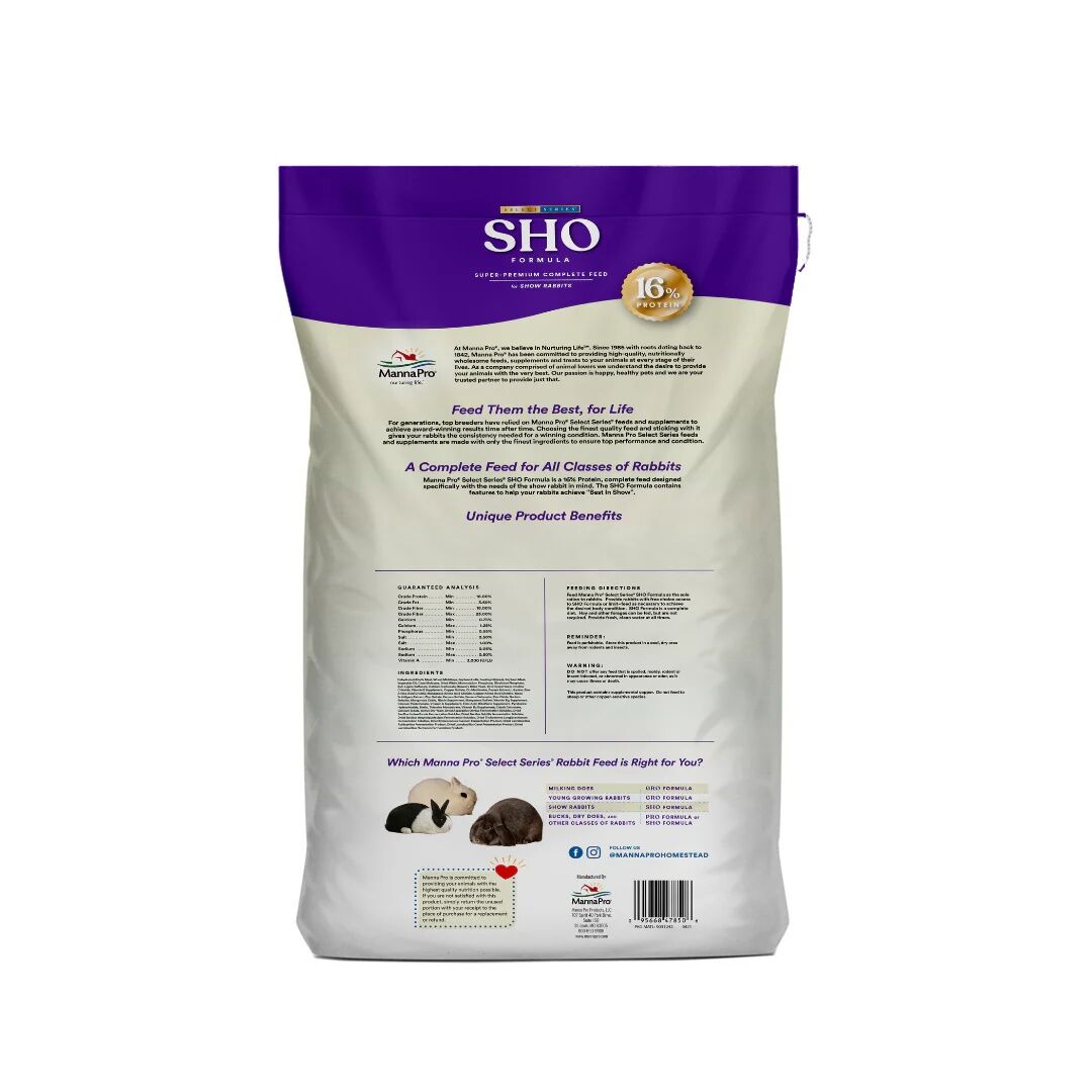 Manna Pro Select Series Sho Formula Rabbit Feed, 50-Lb