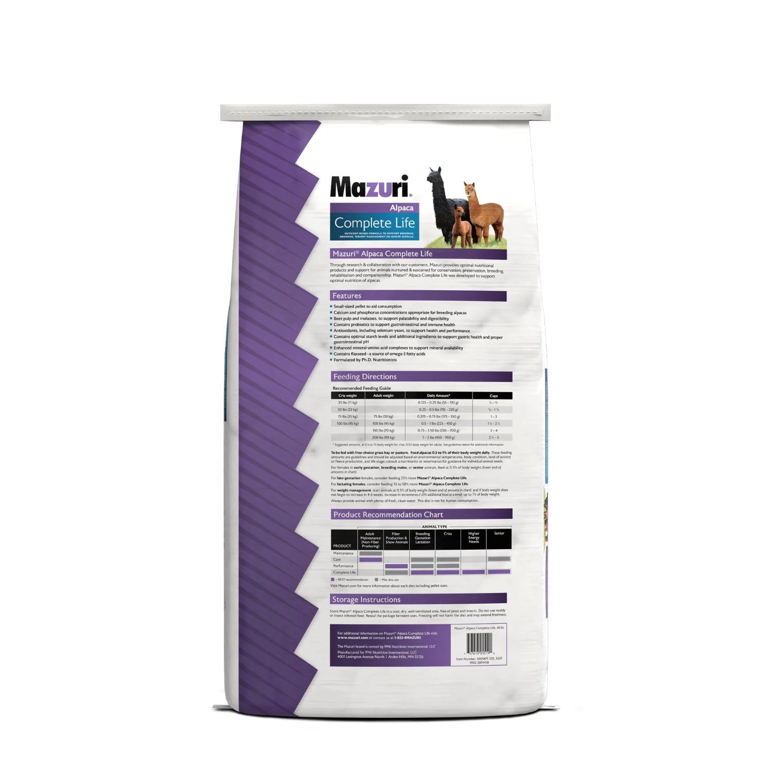 Mazuri Alpaca Complete Life Feed, 40-Lb