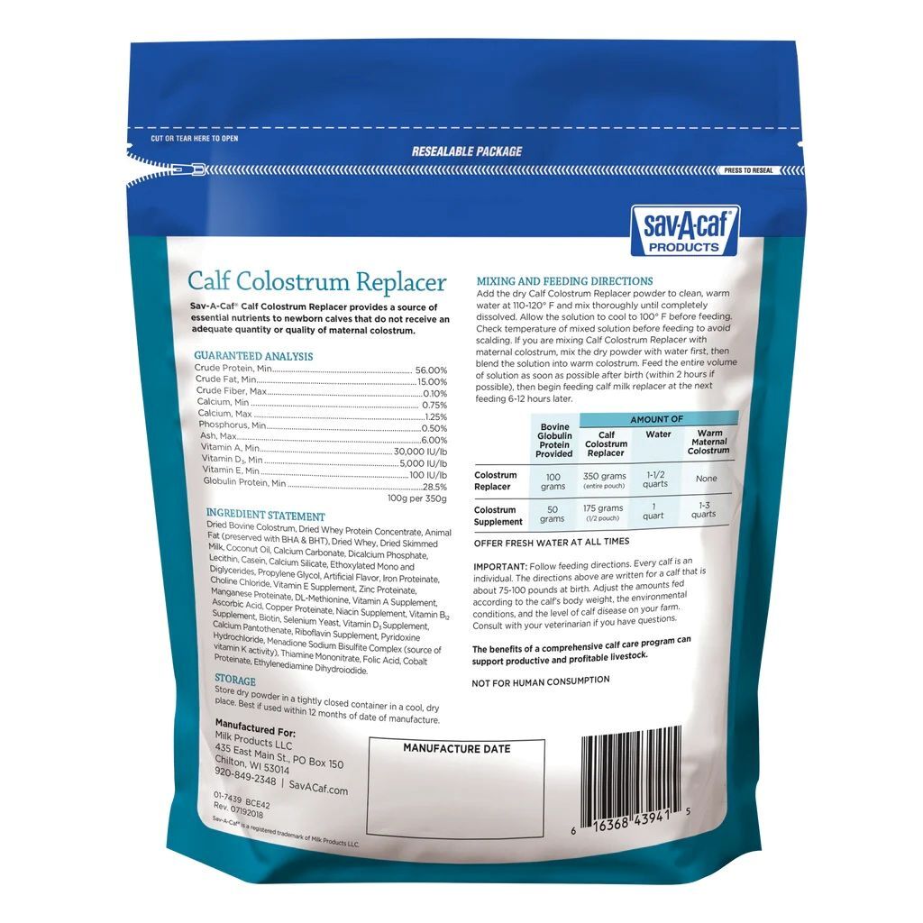 Sav-A-Caf Calf Colostrum Replacer, 12.3-Oz