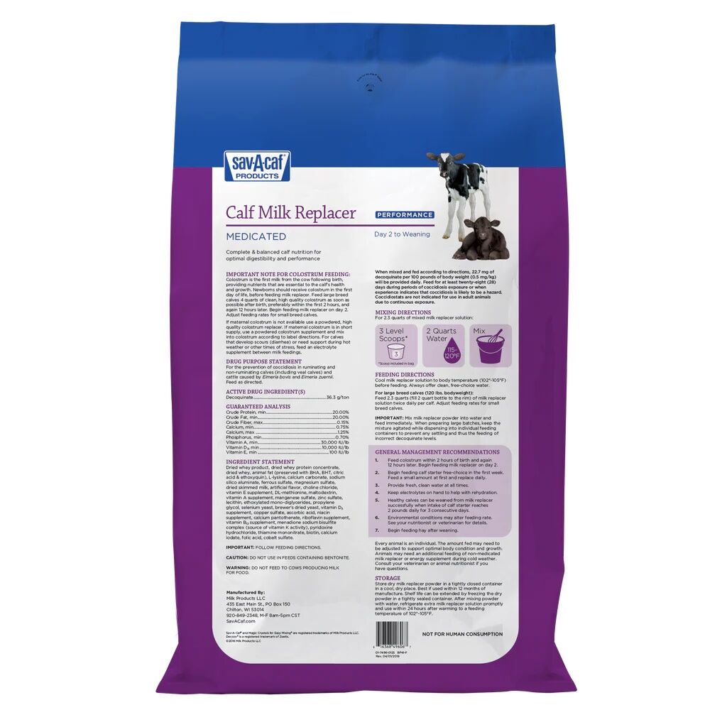 Sav-A-Caf Performance Calf Milk Replacer With Deccox, 25-Lb