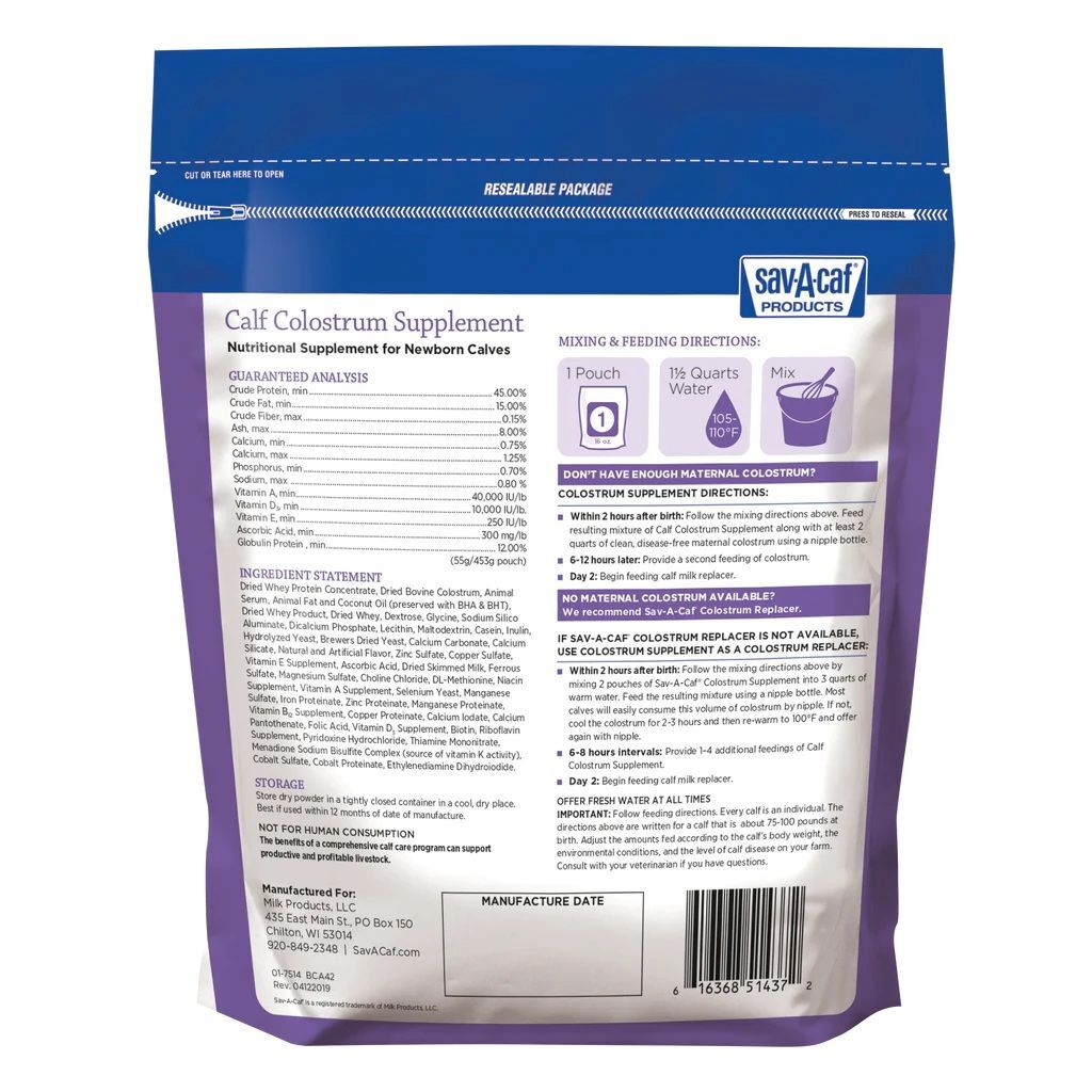 Sav-A-Caf Calf Colostrum Supplement, 16-Oz
