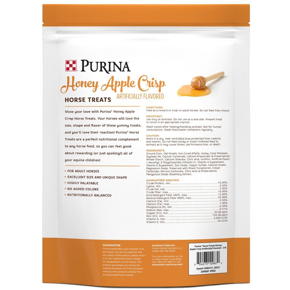 Purina Honey Apple Crisp Horse Treats, 3-Lb