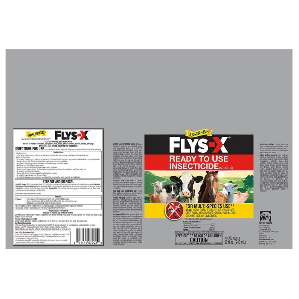 Absorbine Flys-X For Livestock, 32-Oz