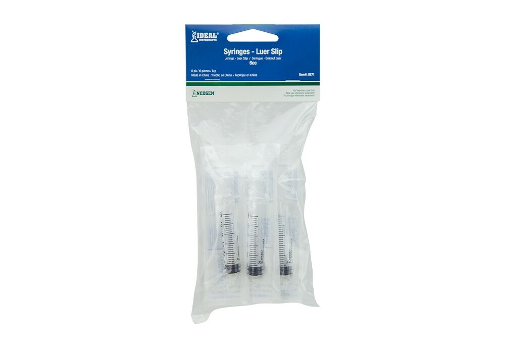 Neogen Ideal Disposable Luer Slip Syringes, 6-cc, 6-Pk