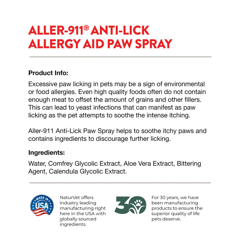 NaturVet Aller-911 Anti-Lick Paw Spray, 8-Oz
