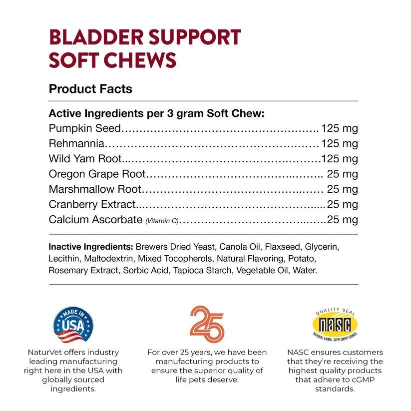 NaturVet Bladder Support Soft Chews, 60-Ct