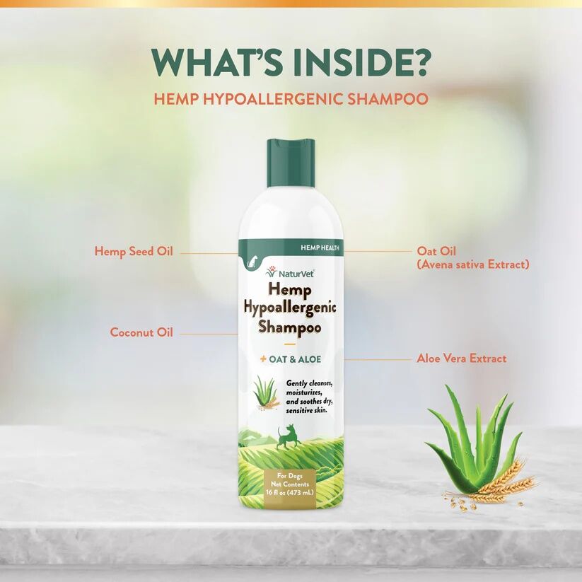 NaturVet Hemp Hypoallergenic Shampoo, 16-Oz