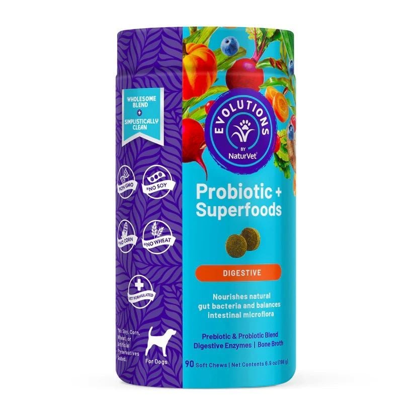 NaturVet Evolutions Probiotic Superfoods Soft Chews, 90-Ct