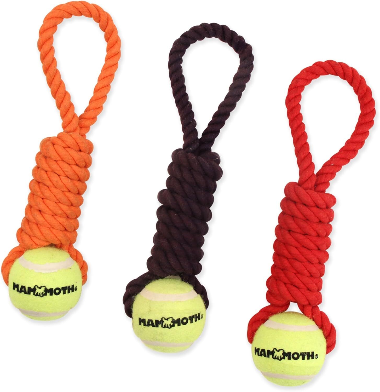 Mammoth Medium 12-In Twister Pull Tug w/Tennis Ball Dog Toy Toys