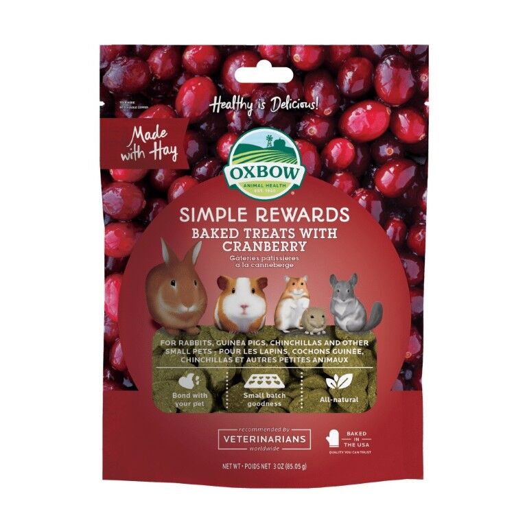 Oxbow Simple Rewards Baked Treats With Cranberry, 3-Oz