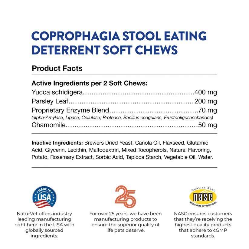NaturVet Coprophagia Stool Eating Deterrent Soft Chews, 70-Ct
