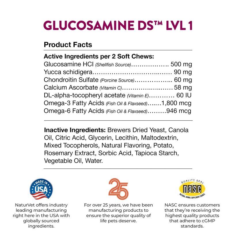 NaturVet Glucosamine DS Soft Chews, 70-Ct