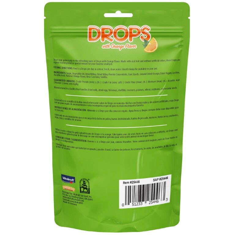 Vitakraft Drops With Orange Flavor Guinea Pig Treat, 5.3-Oz