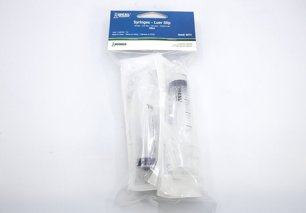 Neogen Ideal Disposable Luer Slip Syringes, 20-cc, 4-Pk