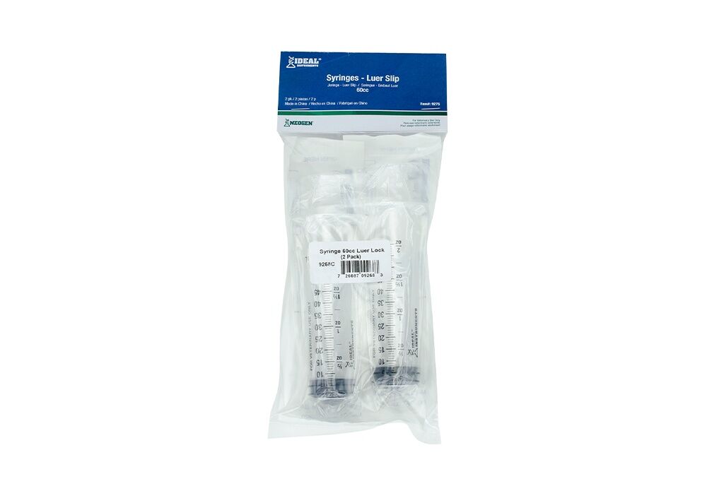 Neogen Ideal Disposable Luer Slip Syringes, 60-cc, 2-Pk