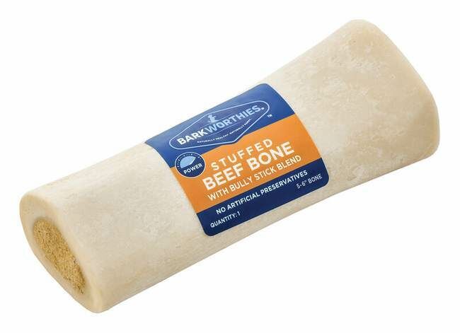 Barkworthies Shin Bone Stuffed With Bully Stick Blend Dog Treat- 5 in