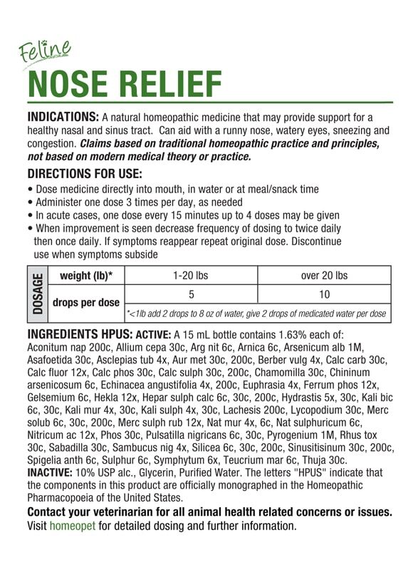 HomeoPet Feline Nose Relief, 15-mL
