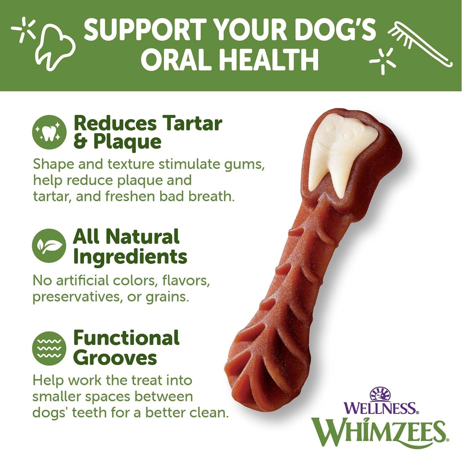 Whimzees Wellness Variety Pack Medium Dog Dental Treats, 28-Ct
