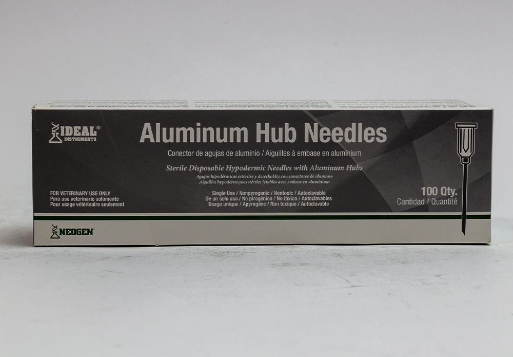 Neogen Ideal Aluminum Hub Needle, 18G x 1-In, 100-Pk