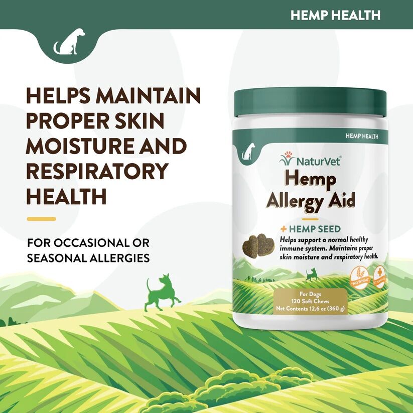 NaturVet Hemp Allergy Aid Soft Chews, 120-Ct