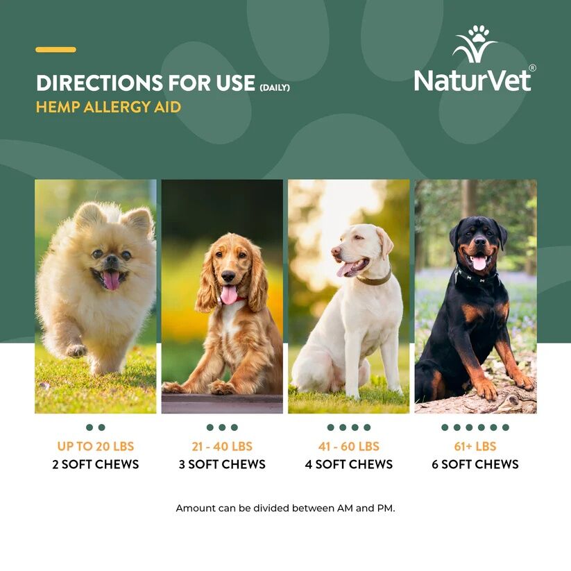 NaturVet Hemp Allergy Aid Soft Chews, 120-Ct