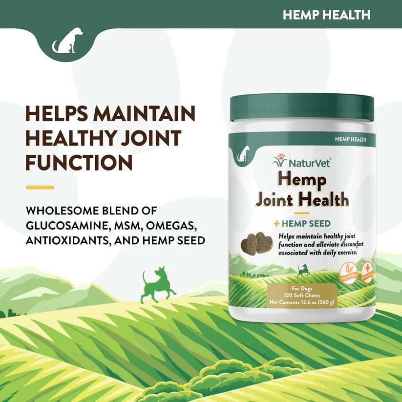 NaturVet Hemp Joint Health Dog Soft Chews, 120-Ct