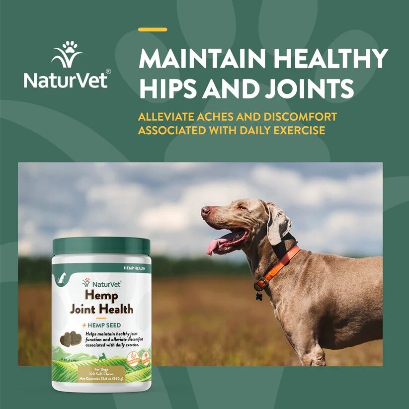 NaturVet Hemp Joint Health Dog Soft Chews, 120-Ct
