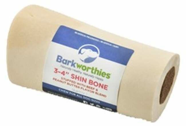 Barkworthies Shin Bone Stuffed With Beef & Peanut Butter Dog Treat- 3-4 in