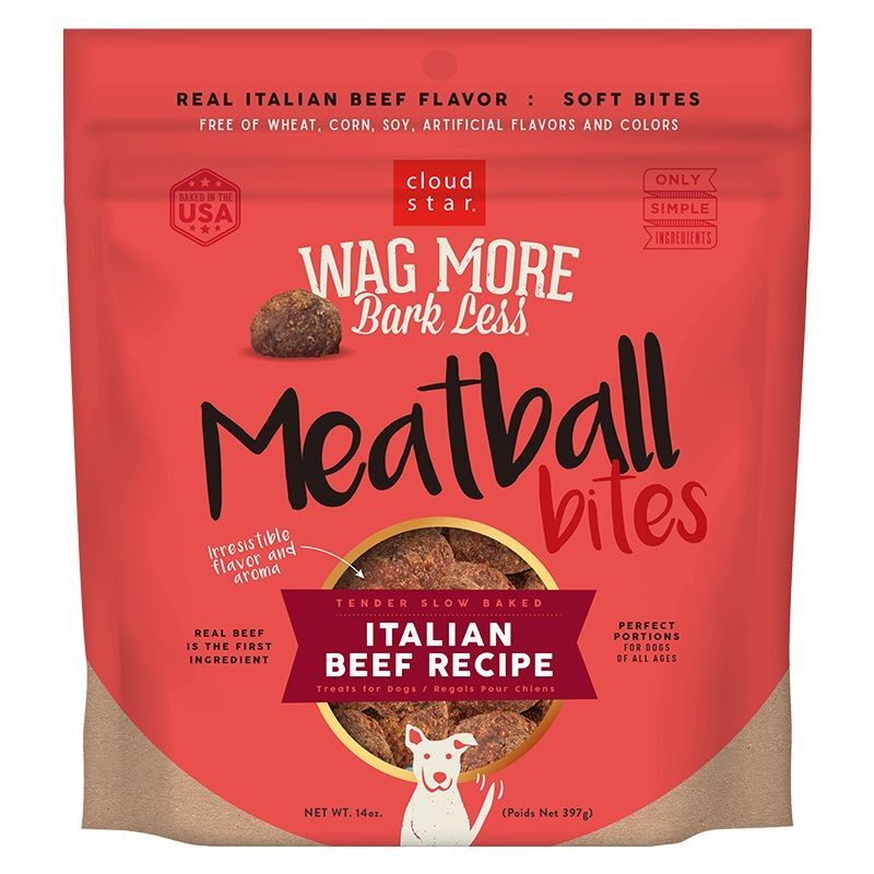 Cloud Star Wag More Bark Less Grain Free Meatball Bites: Italian Beef Recipe, 14-Oz