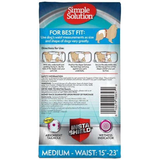 Simple Solution Disposable XXL Female Dog Diapers, 12-Ct