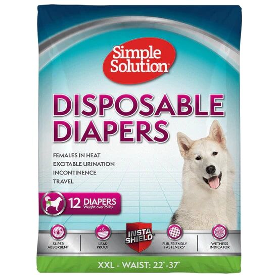 Simple Solution Disposable XXL Female Dog Diapers, 12-Ct