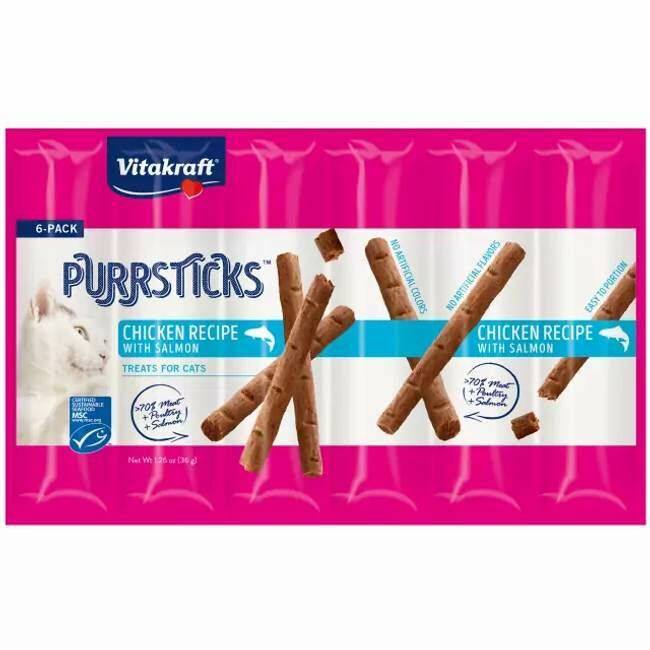 Vitakraft Chicken & Salmon Purrsticks Treat - 6 Pack