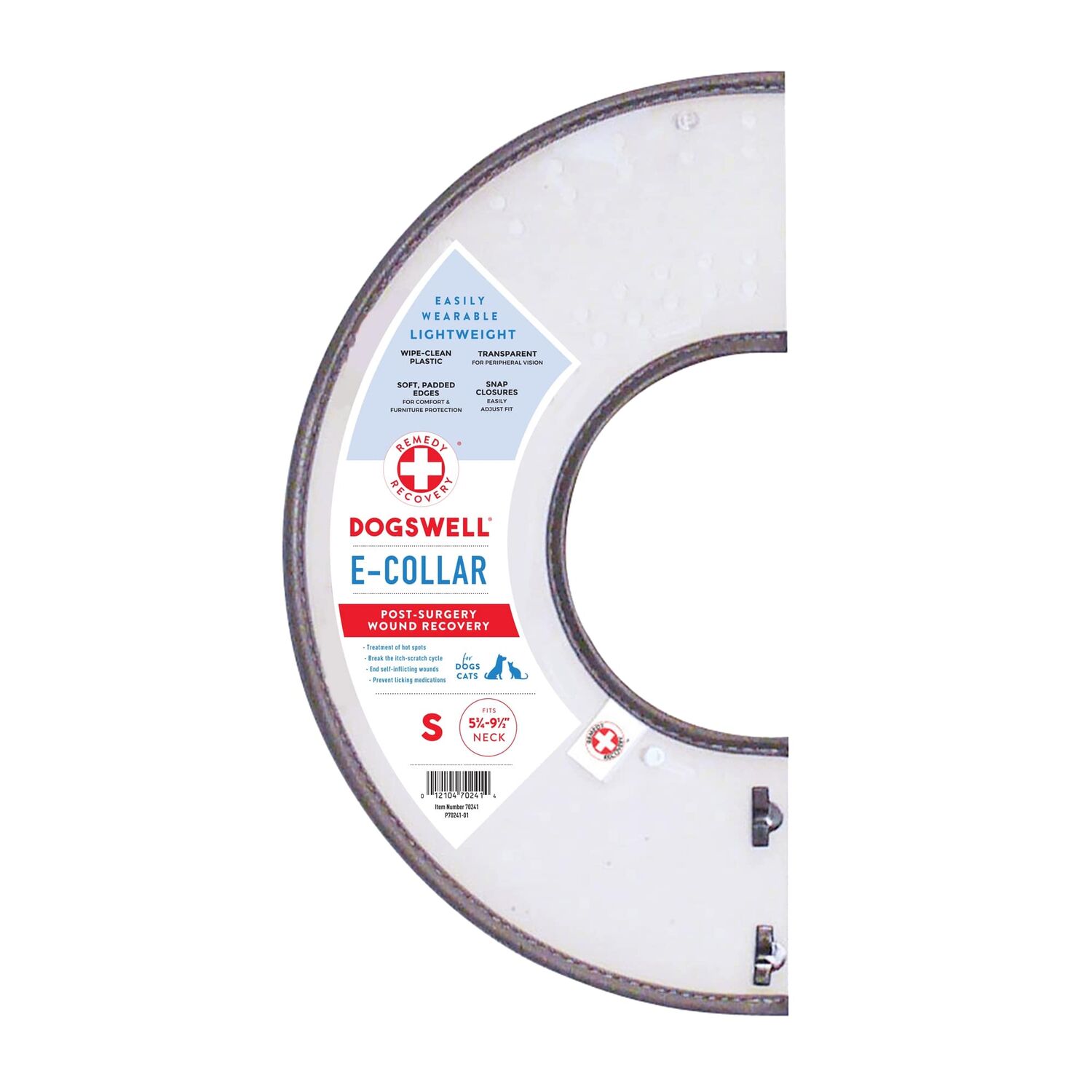 Dogswell Remedy + Recovery Pet First Aid Clear Rigid E-Collar, Small