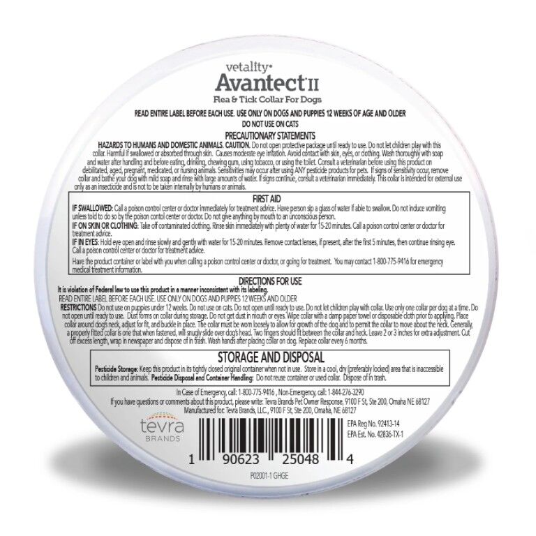 Vetality Small Avantect II Flea & Tick Collar For Dogs