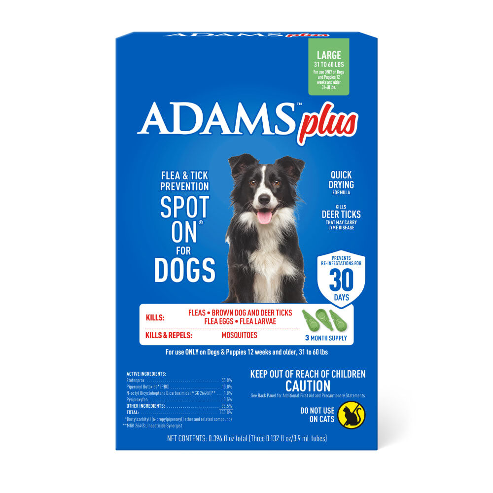Adams Plus Flea & Tick Spot On For Dogs, Large