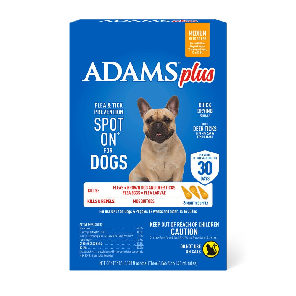 Adams Plus Flea & Tick Spot On For Dogs, Medium