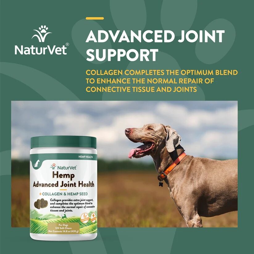 NaturVet Hemp Advanced Joint Health Soft Chews, 120-Ct