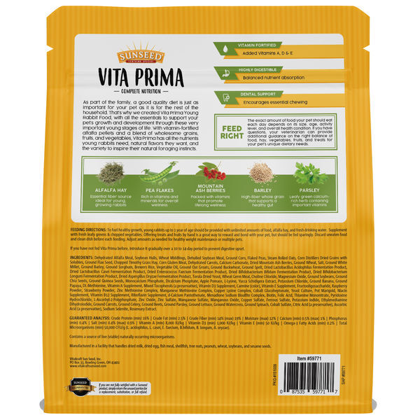 Sunseed Vita Prima Young Rabbit Food, 4-Lb